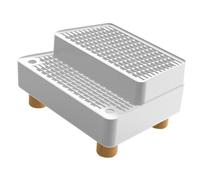 2-Piece Cat Litter Box Ramp with Stairs, Double-Layer Mat, Non-Slip Feet, Washable, Removable, Waterproof, Suitable for Cats of All Ages, Easy Cleanin, White