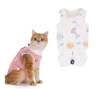 2 Piece Cat Recovery Suit Set, Suitable After Castration and Abdominal Surgery Surgery Bodysuit for Cats, Recovery Suit for Female Cats, Anti-Leak Bodysuit for Kittens, Cat Clothes