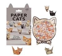 2-Piece Cat Wooden Puzzle & Origami Kit, 3D Animal Jigsaw and Fold Your Own Paper Cats, Creative DIY Craft Activity for Adults Kids, Desk Decoration Cat Lover Gift