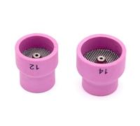 2-Piece Ceramic Welding Torch Nozzle Covers for WP9/17/18/20/25/26 TIG Welding Torches, High-Temperature Resistant White or Pink Cups, Includes 12# and 14# with Gas Diffuser