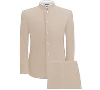 2 Piece Chinese Suit Men Slim Fit Jacket Stand Collar Button Down Pants Customized