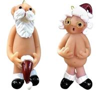 2 Piece Christmas Decorations Naughty Santa Ornament Christmas Tree Hanging Ornaments Naked Santa Funny Xmas Party Decor Secret Santa