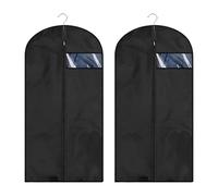 2-piece clothes dust cover, hanging clothes bag, clothes protection bag, zipper and transparent window, dress cover, suitable for storing suits, coats, dresses, dresses, etc. (60 * 150cm)
