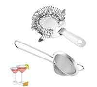 2 Piece Cocktail Strainer Set, Fine Mesh Filter Kitchen Tea Juice Bar Accessories Professional Cocktail Strainer Sieve Strainers for Home Use Perfect for Mixing and Serving Drinks