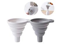 2-Piece Collapsible Funnel Set - Silicone Folding Funnel for Liquid & Powder Transfer, Kitchen & Water Bottle (White + Gray)