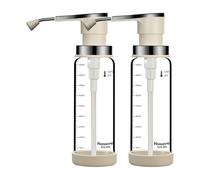 2-Piece Condiment Bottles - Glass Refillable Set, Pump Dispenser Containers for Iced Coffee Liquid, Home Kitchen Restaurant, Camping Storage Oil Syrup Honey Iced, Beverage and Cooking Accessory