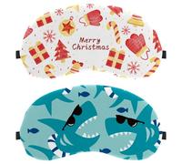 2 Piece Cool Blue Shark with Black Sunglasses Sleep Eye Mask for Side Sleeper, Sleeping Mask, Light Blocking Eye Mask, Soft Eye Shade Cover for Travel, Nap, Plane