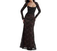 2 Piece Corset Capelet Floral Soft Mesh Sexy Evening Maxi Dress With Shawl Drawstring Lace (XS, Black)