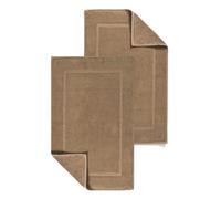 2 Piece Cotton Bath Mats Terry Toweling Bathroom Rugs 1000 GSM Super Soft and Absorbent Floor Mat, Bathroom Shower Mat Set (Cotton, Latte)
