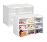 2-Piece Craft Storage Box with 9 Mini Drawers - Desktop Organiser for Office Supplies, Craft Accessories & Stationery Storage