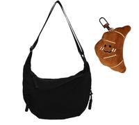 2-Piece Cross Body Bag Women, Black Bags Set, Crescent Sling Bag with Adjustable Strap, Lightweight Dumpling Bags for Travel, Work, and Daily Use