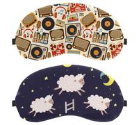 2 Piece Cute Animal Sheep with Moon Night Sleep Mask Cover, Eye Mask for Men Women, Breathable Sleeping Eye Masks, Zero Eye Pressure for Sleeping