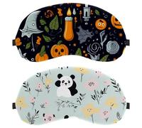 2 Piece Cute Animals Panda with Flower Sleep Eye Mask for Side Sleeper, Sleeping Mask, Light Blocking Eye Mask, Soft Eye Shade Cover for Travel, Nap, Plane