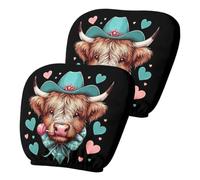 2 Piece Cute Highland Cows Car Headrest Covers Seat | Highland Cow Car Headrest Covers 26 x 11 cm Reversible Polyester Impressi 2 Pack