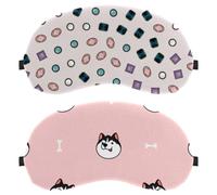 2 Piece Cute Husky Dog Head with Bone Sleep Mask for Back and Side Sleeper, 100% Light Blocking Eye Mask, Adjustable & Breathable Sleeping Eye Cover, Zero Eye Pressure