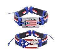 2-Piece Different Style Handmade Adjustable Puerto Rico Decorative Colorful Bracelet Suitable for Men and Women