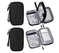 2-Piece Digital Accessory Storage Set, Double & Single Layer, Waterproof Travel Bag for Electronics & Accessories (Black)