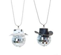 2 Piece Disco Ball Hanging Decor for Cars Homes and Social Events Designed for Aesthetic Integration Not Functional Performance (C)