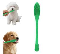 2 Piece Dog Toothbrush with Dual Head,Silicone Long Handle Toothbrush for Dogs Cats,Puppy Pet Tooth Brush (Green)