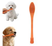 2 Piece Dog Toothbrush with Dual Head,Silicone Long Handle Toothbrush for Dogs Cats,Puppy Pet Tooth Brush (Orange)
