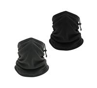 2 Piece Drawstring Neck Warmers, Fleece Neck Warmers, Thickened Windproof and Dustproof Ski Scarves, Suitable for Winter Outdoor Sports Adjustable Mask Scarves (Gray and Black)