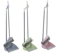 2-Piece Dustpan Set With Long Handle And Rubber Lip
