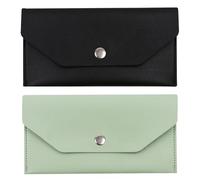 2-Piece Envelope Wallet, Lightweight and Portable, Simple and Stylish Design, Daily Storage Accessories (Black, Green).