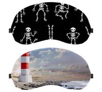 2 Piece Eye Mask Beach Lighthouse Sea Landscape Sleeping Eye Mask for Side Sleeper Zero Eye Pressure Night Blindfold Adjustable Sleep Cover Completely Block Out Light Eye Shade