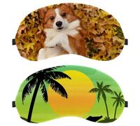 2 Piece Eye Mask, Beach Sunset Landscape Sleep Mask for Side Sleeper, Soft Sleeping Eye Mask for Women Men, Complete Light Blocking, Zero Pressure Night Blindfold