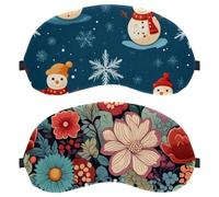 2 Piece Eye Mask, Colorful Beautiful Flower Sleeping Eye Mask for Side Sleeper, Zero Eye Pressure Night Blindfold, Adjustable Sleep Cover, Completely Block Out Light Eye Shade