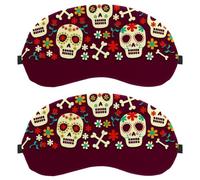 2 Piece Eye Mask Day of The Dead Illustration, Sleep Mask for Side Sleeper, Soft Sleeping Eye Mask for Women Men, Complete Light Blocking, Zero Pressure Night Blindfold