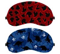 2 Piece Eye Mask, Dinosaur Blue Footprint Sleeping Eye Mask for Side Sleeper, Zero Eye Pressure Night Blindfold, Adjustable Sleep Cover, Completely Block Out Light Eye Shade