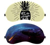 2 Piece Eye Mask, Fantasy Airship Plane Cosmos Sleep Mask for Side Sleeper, Soft Sleeping Eye Mask for Women Men, Complete Light Blocking, Zero Pressure Night Blindfold