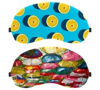 2 Piece Eye Mask for Side Sleeper, Colorful Umbrella Print Sleeping Mask, Sleep Eye Mask, Soft Eye Shade Cover for Travel, Nap, Plane, Light Blocking