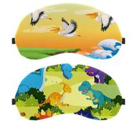 2 Piece Eye Mask for Side Sleeper, Cute Cartoon Dinosaurs in Nature Sleeping Mask, Sleep Eye Mask, Soft Eye Shade Cover for Travel, Nap, Plane, Light Blocking