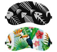 2 Piece Eye Mask for Side Sleeper, Sleeping Mask, Rainforest Toucan Pink Florals Tropical Leaves Sleep Eye Mask, Soft Eye Shade Cover for Travel, Nap, Plane, Light Blocking
