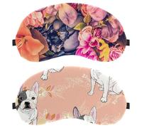 2 Piece Eye Mask for Side Sleeper, Sleeping Mask, Sleep Eye Mask, Black White Pug Dog Flower Leaves Soft Eye Shade Cover for Travel, Nap, Plane, Light Blocking