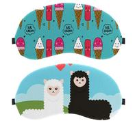 2 Piece Eye Mask for Side Sleeper, Sleeping Mask, Sleep Eye Mask, Cartoon Alpaca Couple Soft Eye Shade Cover for Travel, Nap, Plane, Light Blocking