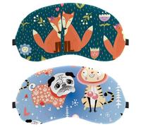 2 Piece Eye Mask for Side Sleeper, Sleeping Mask, Sleep Eye Mask, Cute Cartoon Animal Pog Pug with Cats Soft Eye Shade Cover for Travel, Nap, Plane, Light Blocking