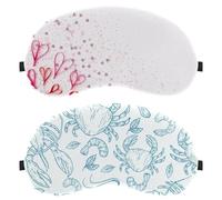 2 Piece Eye Mask for Side Sleeper, Sleeping Mask, Sleep Eye Mask, Hand Drawn Natural Seafood Lobster Crab Prawn Soft Eye Shade Cover for Travel, Nap, Plane, Light Blocking