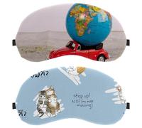 2 Piece Eye Mask for Side Sleeper, Sleeping Mask, Sleep Eye Mask, Not Moving Cat Blue Soft Eye Shade Cover for Travel, Nap, Plane, Light Blocking