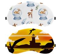 2 Piece Eye Mask, Lighthouse Albatross Bird Sunset Sleep Mask for Side Sleeper, Soft Sleeping Eye Mask for Women Men, Complete Light Blocking, Zero Pressure Night Blindfold