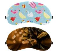 2 Piece Eye Mask Little Decorated Fir Tree Wood Board, Sleep Mask for Side Sleeper, Soft Sleeping Eye Mask for Women Men, Complete Light Blocking, Zero Pressure Night Blindfold