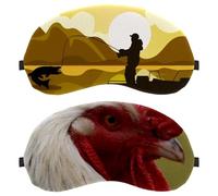 2 Piece Eye Mask Poultry Chicken Cock Rooster Animal Sleeping Eye Mask for Side Sleeper Zero Eye Pressure Night Blindfold Adjustable Sleep Cover Block Out Light Eye Shade