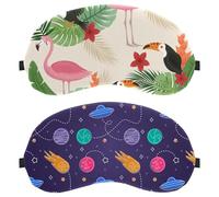2 Piece Eye Mask, Sleep Mask for Side Sleeper, Cartoon Kids Play UFO Planets Pattern Soft Sleeping Eye Mask for Women Men, Complete Light Blocking, Zero Pressure Night Blindfold