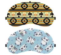 2 Piece Eye Mask, Sleeping Eye Mask for Side Sleeper, Panda Cute and Beautiful Zero Eye Pressure Night Blindfold, Adjustable Sleep Cover, Completely Block Out Light Eye Shade