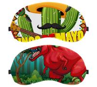 2 Piece Eye Mask, Sleeping Eye Mask for Side Sleeper, Red Dinosaur Walking in The Jungle Zero Eye Pressure Night Blindfold, Adjustable Sleep Cover, Block Out Light Eye Shade