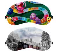 2 Piece Eye Mask, Sleeping Eye Mask for Side Sleeper, Winter Landscape Train Snow Trees Zero Eye Pressure Night Blindfold, Adjustable Sleep Cover, Completely Block Out Light Eye Shade