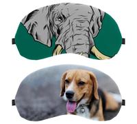 2 Piece Eye Mask, Sleeping Eye Mask for Side Sleeper, Zero Eye Pressure Night Blindfold, Beagle Dog Sits on Road Cute Adjustable Sleep Cover, Block Out Light Eye Shade