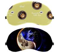 2 Piece Eye Mask Space Moon and Earth Yin Yang, Sleep Mask for Side Sleeper, Soft Sleeping Eye Mask for Women Men, Complete Light Blocking, Zero Pressure Night Blindfold